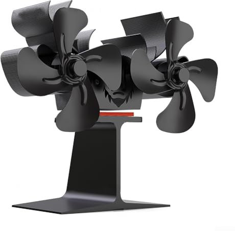 Double Stove Fan,Dual Motor Wood Burning Stove Fan,4-Blade Stove Fans,Wood Burning Stove Fan,Log Burners, Suitable For Wood,Log Burner,Fireplace