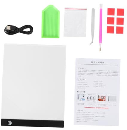 NUOBESTY LED Lichtpad Satz für Selbstgemacht Diamantzeichnungen A4 Leuchttafel mit Zubehör Tragbares Zeichenbrett für Diamant Kreuzstich Kunst und Bastelbedarf