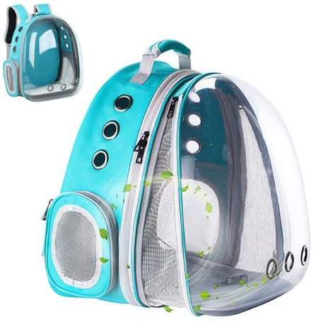 ZHUIYIWIN Erweiterbar Katzenrucksack Hunderucksack, Vorderrucksack für Katzen und Kleine Hunde, mit transparentem Fenster und Reißverschluss, für Reisen, Wandern (Blau, Vorderseite Erweitern)