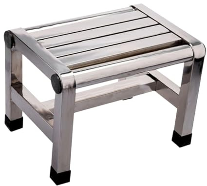 FLCPJGV Duschhocker Edelstahlhocker Fuß Rast Toilettenhocker Badhocker Metall Stufe Stuhl für Küchen Nacht, 28.6cmx20cmx26cm