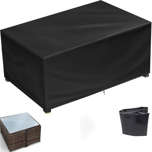 BDBSGBH Gartenmöbel Abdeckung wasserdichte 250x250x100cm, SchutzhüLle GartenmöBel, Reißfest, Winddicht, Gartentisch Abdeckplane für Garten Sitzgruppe, Outdoor Schutzhaube, Rechteckig, Schwarz
