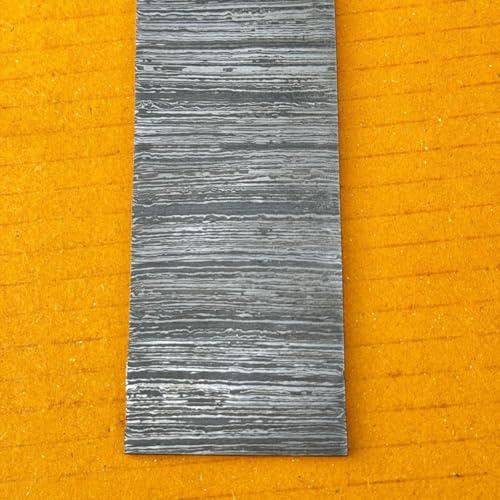 Barre en Acier Damas Fait Main pour Fabrication de Couteaux, 256 Couches, 254 x 38 x 4,0 mm (Fire)