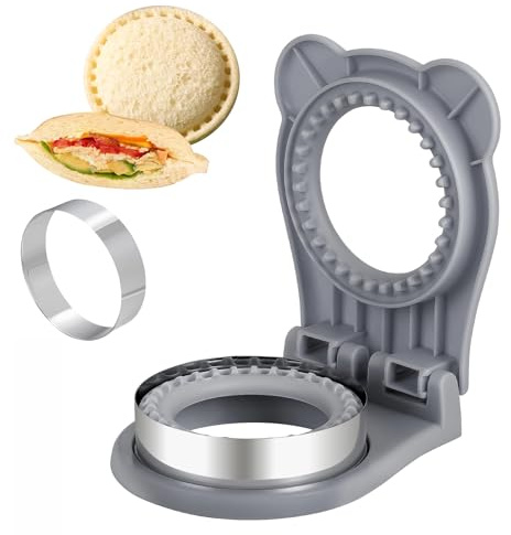 CHICHAUS Uncrustable Sandwich Maker,Sandwiches Pocket Circle Shape 3.7Inch Sandwich Cutter and Sealer,Sandwich Cutter for Kids Breakfast and lunchboxes (grey)