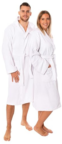Lavea® Peignoir Homme & Peignoir Femme en 100% coton – Peignoir de bain doux en éponge avec capuche, design unisexe, idéal pour sauna & maison – Taille XXL – Blanc