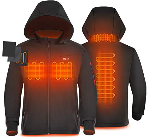 IHeat Heated Jacket for men with Battery Pack, Rechargeable Electric Heating Jacket with Battery for Outdoor Camping Hiking Hunting (UK, Alpha, M, Regular, Regular, Black)