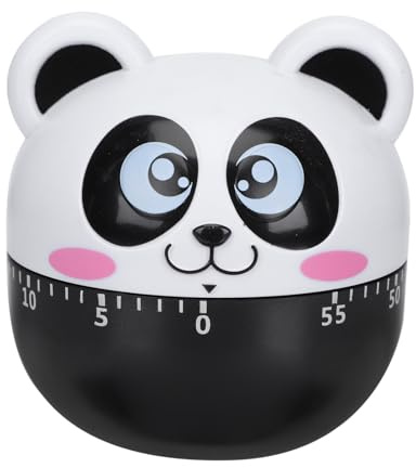 Minuteur Mécanique la Cuisine Panda Noir en Métal, 60 | Rappel du Temps de Cuisson, Forme Animal Cartoon, Usage la Cuisine et Pâtisserie