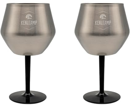 Kenucamp Edelstahlbecher 410 ml für Wein und Cocktails, 2 Stück