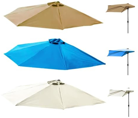 Générique Parasol de Remplacement Demi-Rond pour extérieur, 2,7 m, 5 Baleines, pour terrasse, Balcon, Cour, Appartement