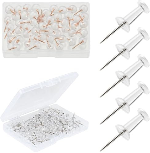 200 Reißzwecken Transparent, Pins für Pinnwand, 200er Set, Stecknadeln Pinnwand, Pinnwandnadeln, Reißnägel für Büro und Zuhause