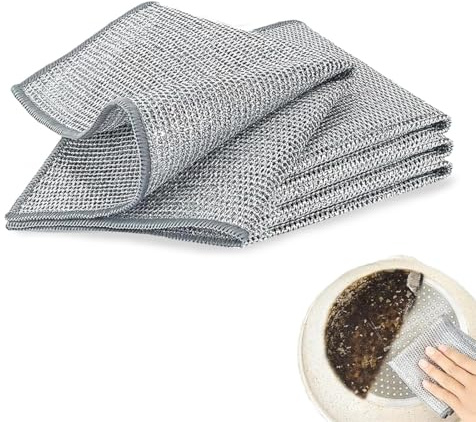 4 paños de limpieza malla 30x30cm doble capa, para masa, ahorra tiempo, duraderos, estropajo aluminio, estropajo cocina