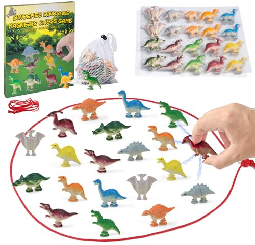 Juego Imanes Cuerda, Juegoes de Magneticos, 20 Piezas Dinosaurio MagnéticoAjedrez, Atraerse Unos a Otros, Juego Magnético Portátil, Reuniones Familiares y Adultos