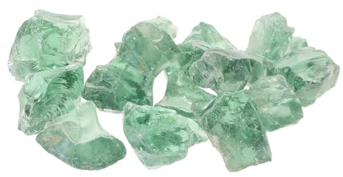 ANDRESLAD Aquarium Dekosteine 3-5cm Eisgrün Glassteine Naturstein Kies für Aquascaping Gartendekoration Teich Terrarium