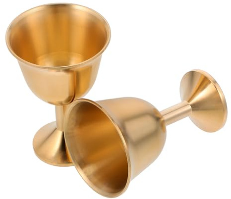 SEWACC Tasse Décorative Élégante Calices en Laiton Doré Lot de 2 Vintage et Ornement de Augure pour Bar et Bureau pour Communion ou Présent