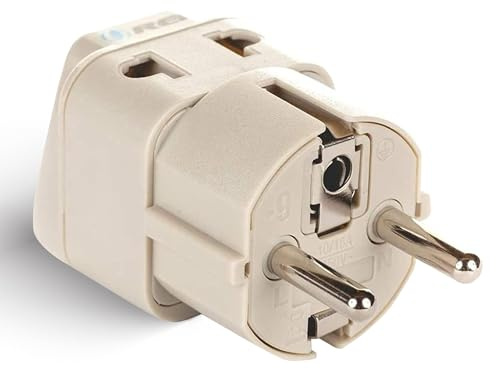 OREI European Power Adapter Plug, Perfect for Travel To Europe, Germany, France, Spain, Norway, Korea - Universal Socket - Type E/F Outlet - 2 Inputs - Safe Grounded Connection