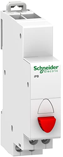 Schneider Electric A9E18031 Acti 9 iPB Simple Rojo Pulsadores, 1NC, 82mm x 18mm x 71.5mm, Blanco