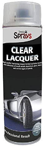 Simply SP-023 Clear Lacquer Varnish Gloss Aerosol Spray – For Use on surfaces treated & untreated on Metal, Aluminium, Glass, Stone & Various Plastics – 500 ml