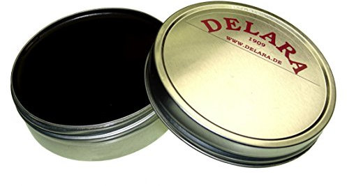 DELARA Hochwertiger Pflegebalsam für Leder mit Jojoba und Bienenwachs - schützt Glattleder wirksam vor Austrocknung und Oxidation, Farbe: Schwarz - Made in Germany