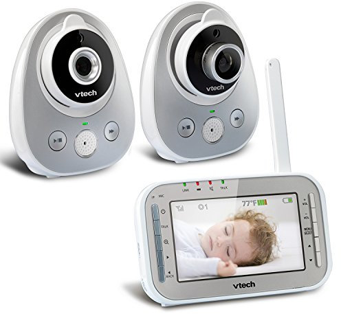 VTech VM342-2 Video Baby Monitor with 170-Degree Wide-Angle Lens for Panoramic View, Night Vision, Talk-back Intercom & 1,000 feet of Range with 2 Cameras