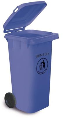 CHARLES BENTLEY 120 Litre Weatherproof HDPE Outdoor Wheelie Bin, Blue