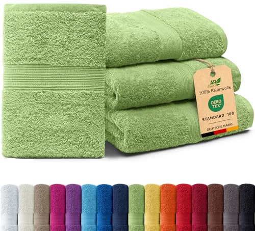 AR Line Arizona 4er Set Handtücher 50x100 cm – 100% Baumwolle, 500 g/m², weich & saugstark in Farbe: Apfelgrün
