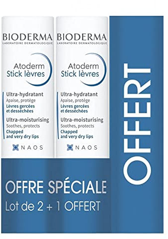 Bioderma - ATODERM Stick Lèvres - Sans allergène / Sans parabène - Lot 3 - 3 g