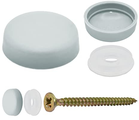 Snap-On Two Piece Dome Screw Cover Caps - Pack of 50 Small Matt Caps & Bases : Fog Grey