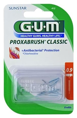 GUM Proxabrush Classic 8 Stück Kerze 0,9mm ISO 2, 3er Vorteilspack (3x 8 Stück)