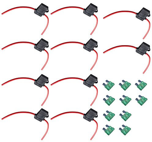 HOUTBY™ 10Stk KFZ Auto Sicherungshalter Gehäuse vergossen Flachsicherungen 12 Ga Inline wasserdichte Stecker