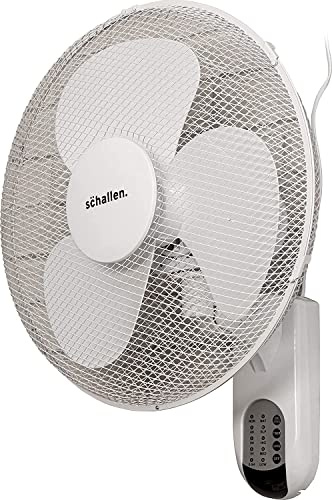 Daewoo Branded 16 40cm Oscillating Wall Mounted Air Cool Fan with 3 Speed Settings, Timer & Remote Control (White)