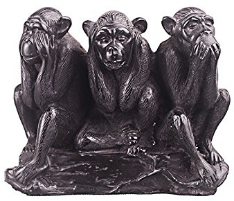 danila-souvenirs Stein Statue Figur - DREI weise Affen - sehen, hören, sprechen Nichts Böses 11 cm