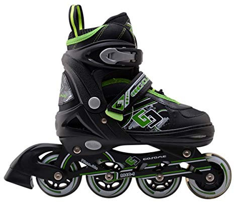 Tante Tina Pro Inliner für Kinder - Kinder Inliner verstellbar mit leuchtenden Frontrollen - Kinderinliner Rollschuhe größenverstellbar in 4 Größen - Schwarz/Grün - L (38-41)