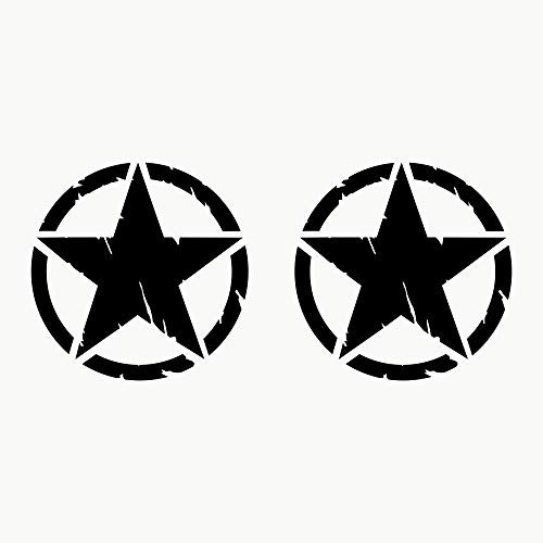 Autodomy Pack 2 Unita Adesivo Stella Militare Auto Fuoristrada | Adesivi Stelle Durevole e Resistente Pioggia e UV | Stelle Adesive per Moto 4x4 Facile Installazione (Nero, 10 cm)