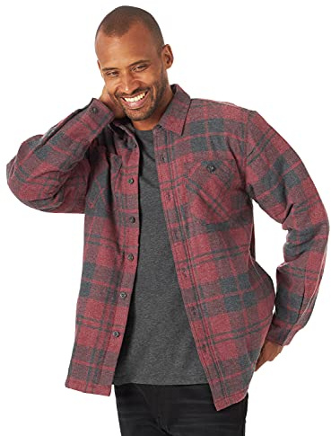 Wrangler Authentics Skjortjacka herr, långärmad, sherpafodrad flanellskjorta, XL