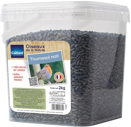 Seau de graines de Tournesol Noir 2 kgs pour Oiseau de la Nature