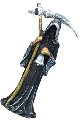 MLWSKERTY Falce Dio della Morte Scultura Dettagliata Resina Decorazione Misticamente Ornamento da Desktop Halloween Home Garden Decori Regalo Ornamento della Morte