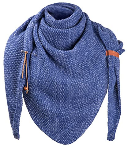 CMTOP Damen Strickschal groß Dreiecksschal Winter Schal Mit Knöpfen Flauschige Weiche Wolle Geschenke Herbst Geschenk(Denim Blue,Einheitsgröße)