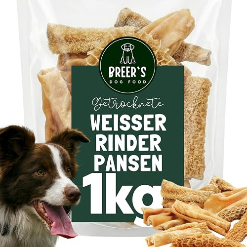 Pagine di manzo bianco essiccato per cani, 1 kg di produzione tedesca, articolo da masticare per grandi e piccini