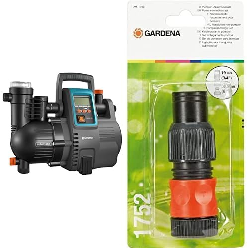 GARDENA Pompe d'Arrosage de Surface 5000/5 | Puissance 1300 W - Pression 5 bar - Débit 5 000 L/H (1759-20) & Set de raccordement grand débit pour pompes de Gardena : raccord de tuyau