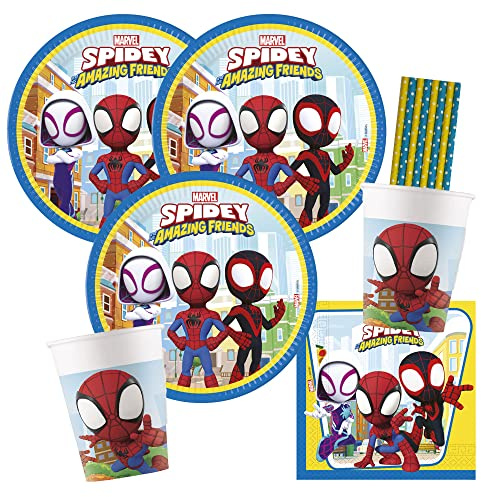 procos/spielum 44-teiliges Party-Set - Spidey und Seine Super-Freunde für 8 Kinder