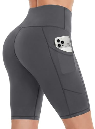 DDOBB Radlerhose Damen High Waist Kurze Sporthose mit Taschen | Bauchweg Shorts Blickdicht Knielang Sportshorts Unterhosen Leggings Sommer für Sport Yoga Gym