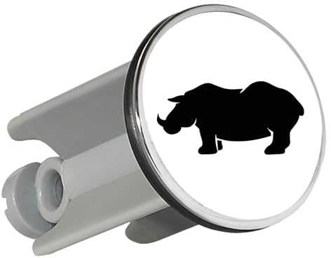 Huuraa Waschbeckenstöpsel Nashorn Silhouette Geschenk | Universal Stopfen 4cm höhenverstellbar Abflussstopfen Geschenkidee Stöpsel mit Motiv für das Waschbecken