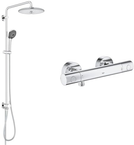 GROHE Vitalio Joy Shower System 260 - Duschsystem mit Umstellung, chrom, 27357002 & Precision Get - Thermostat- Brausebatterie