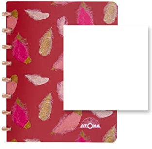 ATOMA Notizbuchsystem - Plumes - A5 - rot - blanco