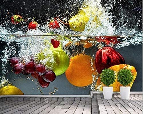 Wandbild Tapete, 3D Obst Und Gemüse In Der Restaurantküche Selbstklebende Tapete Zum Abziehen Und Aufkleben Für Wohnzimmer, Schlafzimmer, Tv-Hintergrund, Büro, Restauran 140 (Breite) x 70 (Höhe) cm
