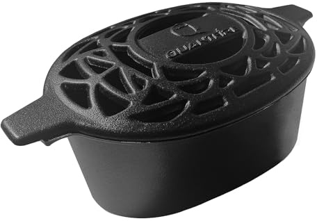 Quantfire Wood Stove Steamer Rust Resistant,Fireplace Humidifier Pot Cast Iron Steamer for Home Indoor Decorative,2.5 Quart Capacity Matte Black