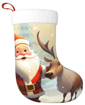 Weihnachtsstrümpfe, Weihnachtsmann, Rentier, Baum, 45 cm, Weihnachtsbaum-Hängestrumpf, Weihnachtsdekoration, Ornamente, Strümpfe, klassischer Geschenkhalter für Famliy Home Party Urlaub Jahreszeit