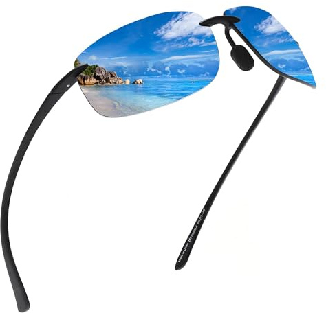JIM HALO Sport Sonnenbrille Herren TR90 Randlos Damen für Fahren Golf | Polarisiert/Non Polarisiert,Leicht,17g/0.6oz,Rundum-Verpackung,Laufen,Angeln,Baseball