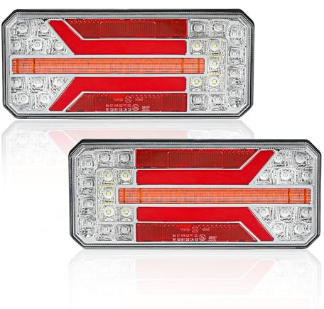 AOHEWEI 2 Stück Anhänger-Rücklichter, 12 V/24 V superhell wasserdicht Blinker Bremse Rückwärtsgang Nebelscheinwerfer Reflektorlampe für Anhänger, LKW, Wohnwagen, Van, Traktor