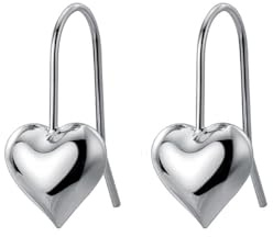 SLUYNZ Solid 925 Sterling Silver Heart Drop Earrings for Women Teen Love Heart Dangle Earrings Hook