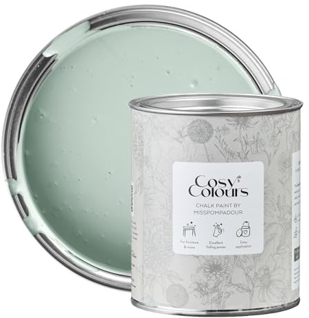 MissPompadour Kreidelack Fairy Green 750 ml, wasserbasiert | CosyColours, Kreidig Matt, Holzfarbe, Holzlack matt innen, Möbellack, Möbelfarbe ohne Schleifen